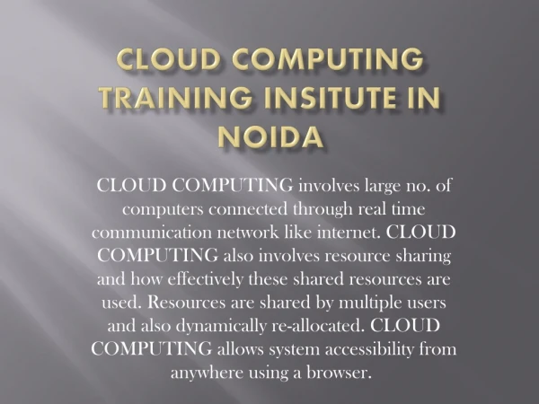 Cloud Computing Training Insitute IN Noida