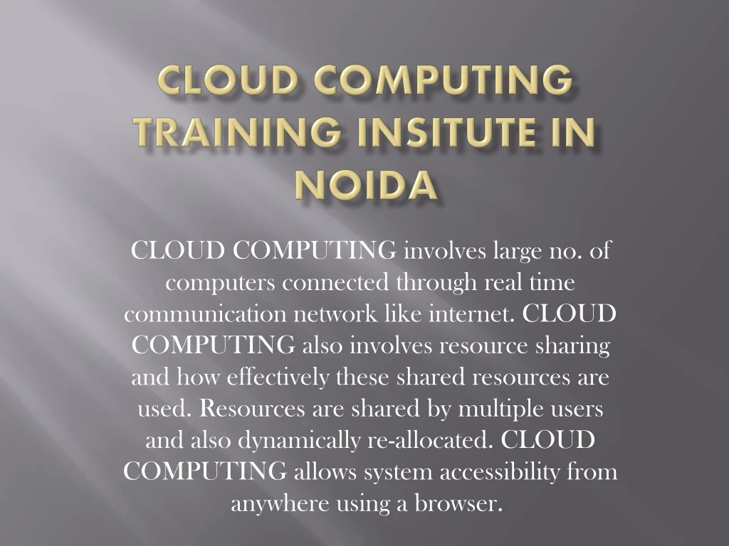 cloud computing training insitute in noida