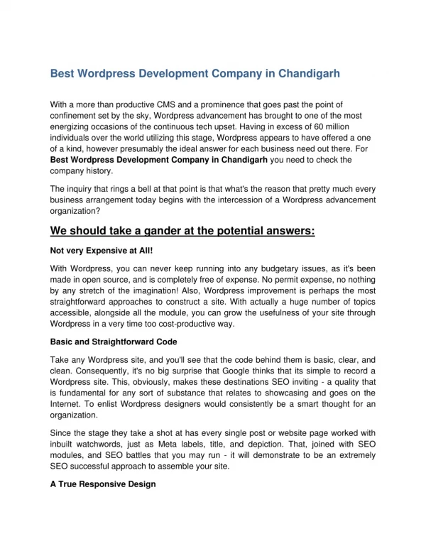 Best Wordpress Development Company in Chandigarh