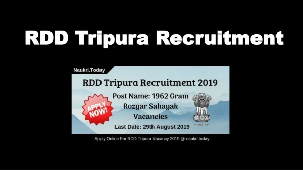 RDD Tripura Recruitment 2019 Apply Online 1962 Gram Rozgar Sahayak