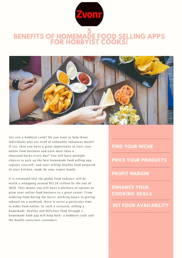 Zvonr: 5 Benefits Of Homemade Food Selling Apps For Hobbyist Cooks!