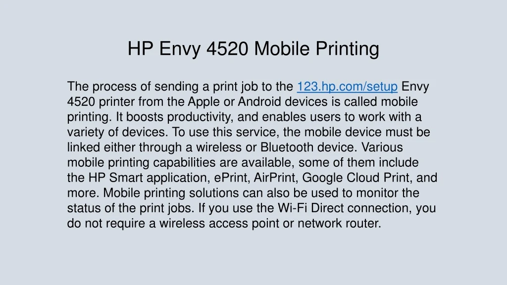 hp envy 4520 mobile printing