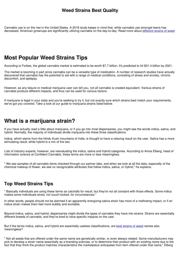 Different Weed Strains No Scams