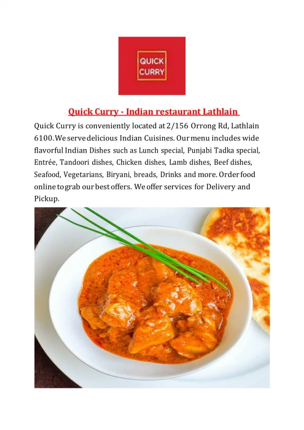 Quick Curry menu – 5% off