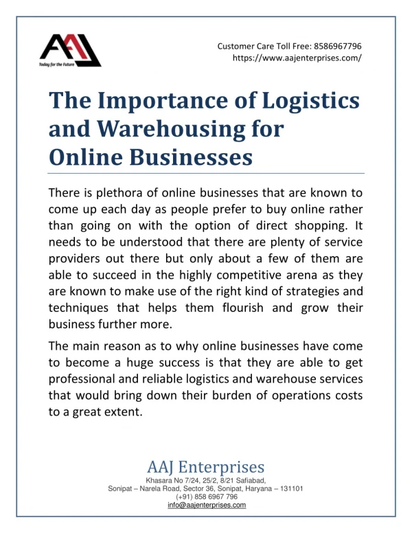 The Importance of Logistics And Warehousing for Online Businesses
