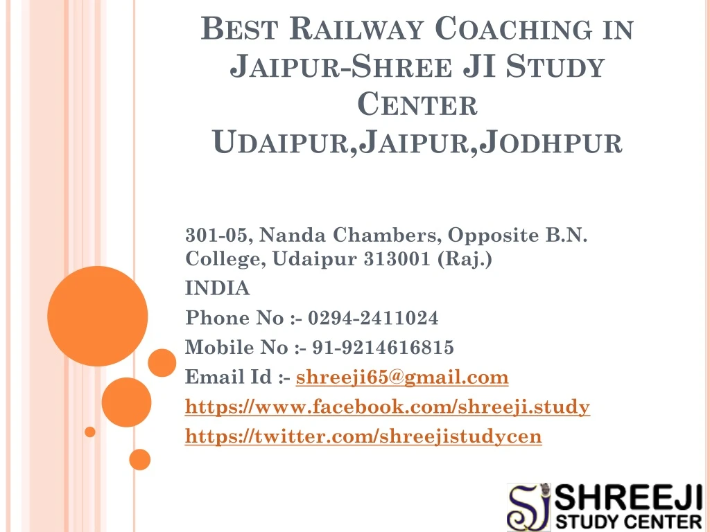 best railway coaching in jaipur shree ji study center udaipur jaipur jodhpur