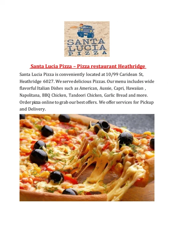 Santa Lucia Pizza Heathridge Menu – 5% off