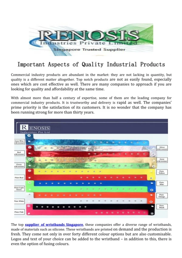 Important Aspects of Quality Industrial Products