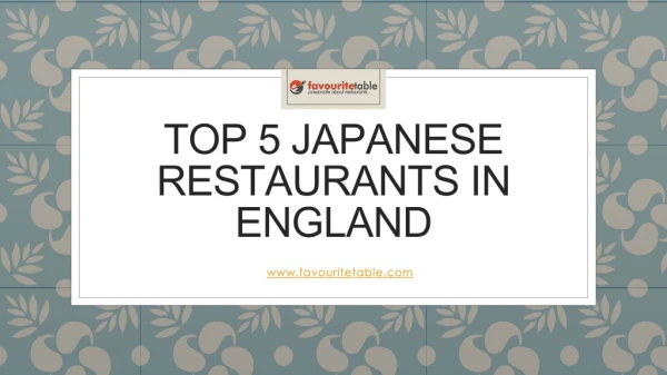 Top 5 Japanese Restaurants