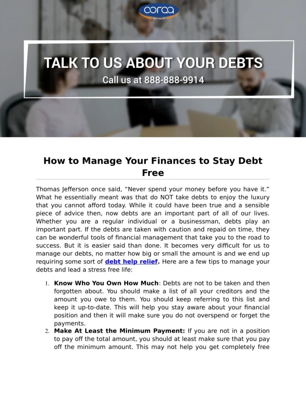 How to Manage Your Finances to Stay Debt Free