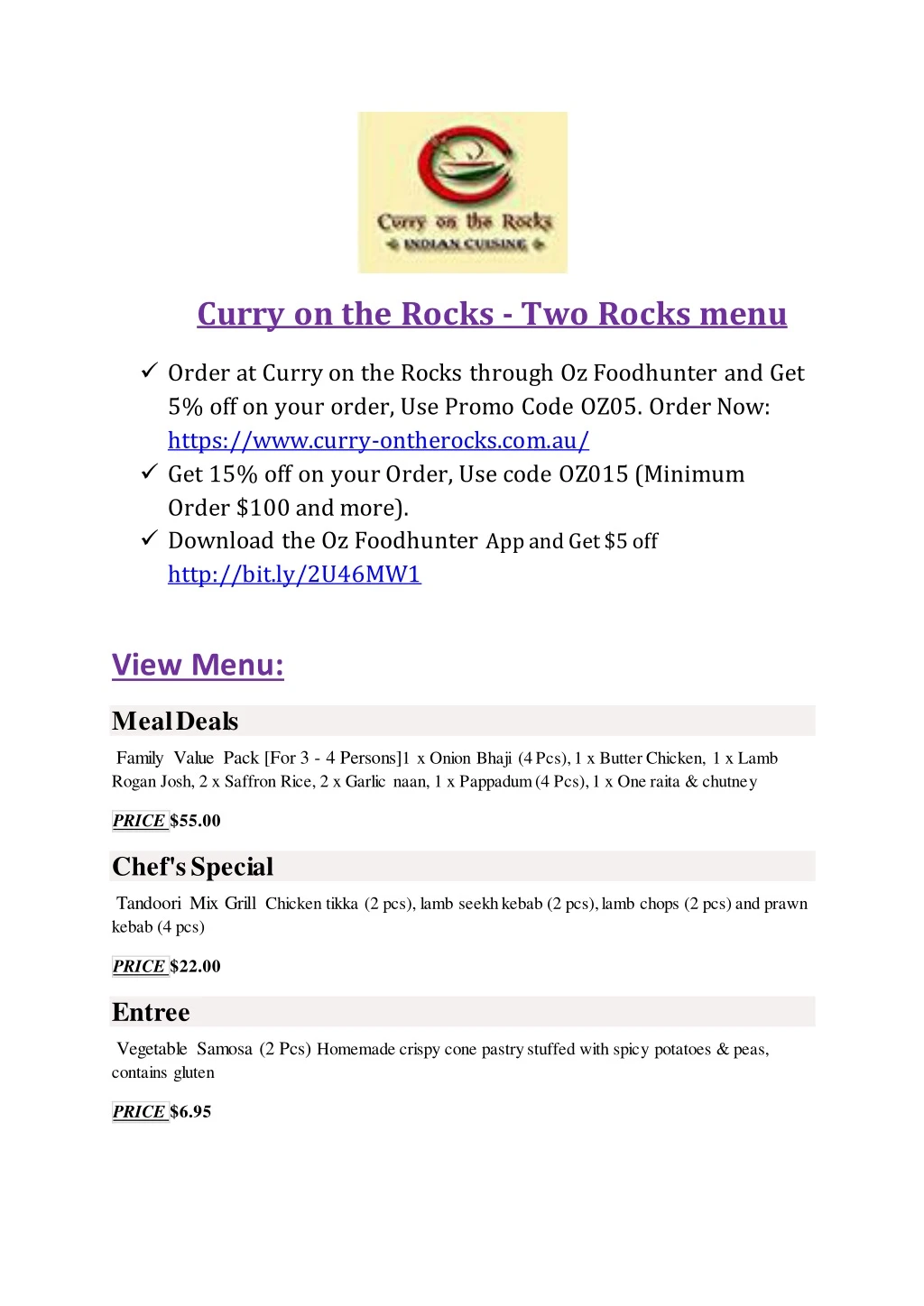 curry on the rocks two rocks menu order at curry