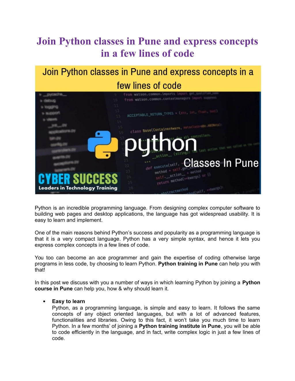 join python classes in pune and express concepts