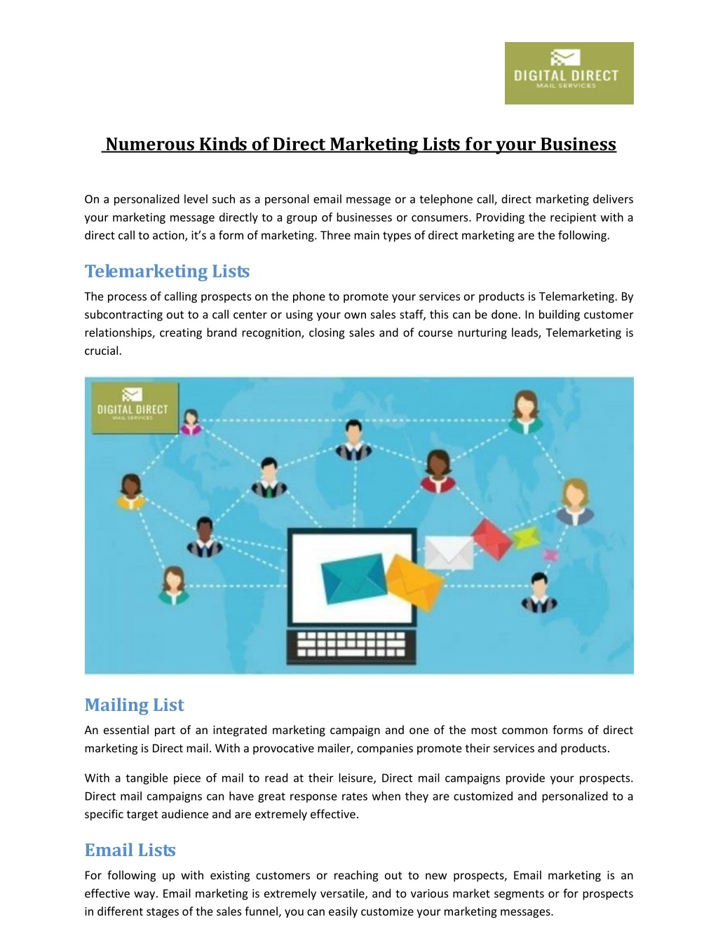 numerous kinds of direct marketing lists for your