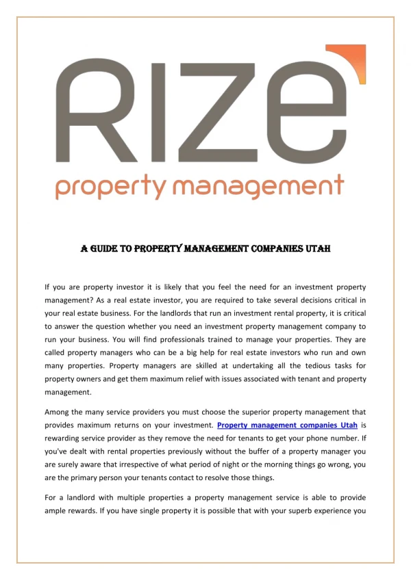 Property management companies Utah