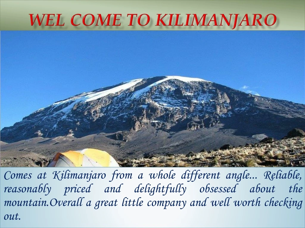 wel come to kilimanjaro
