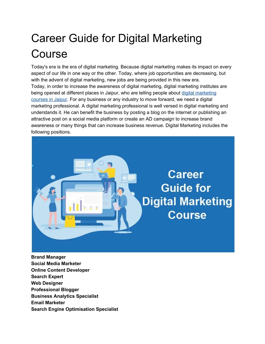 career guide for digital marketing course