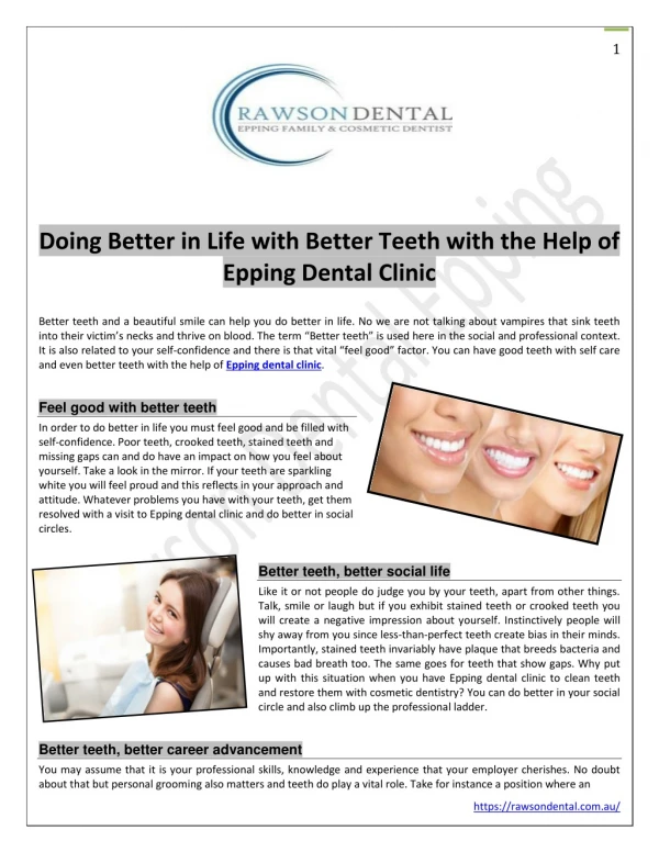 Doing Better in Life with Better Teeth with the Help of Epping Dental Clinic