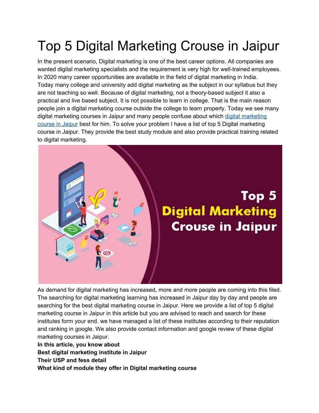 top 5 digital marketing crouse in jaipur