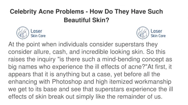 Celebrity Acne Problems - How Do They Have Such Beautiful Skin?