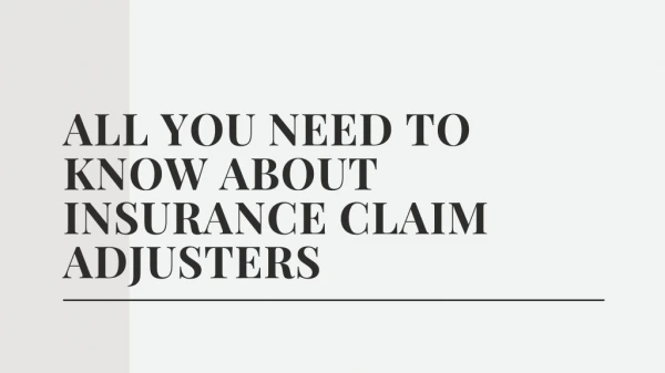 All You Need to Know About Insurance Claim Adjusters