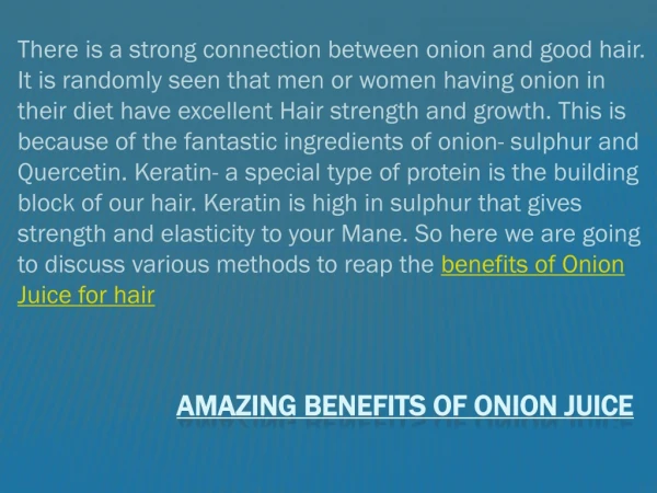 Amazing Benefits of Onion Juice for Hair