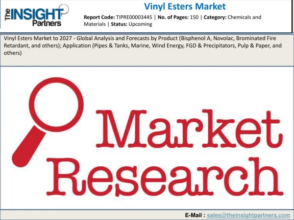 Vinyl Esters Market Research Report 2019: Industry Analysis, Size, Strategies and Forecast Till 2027