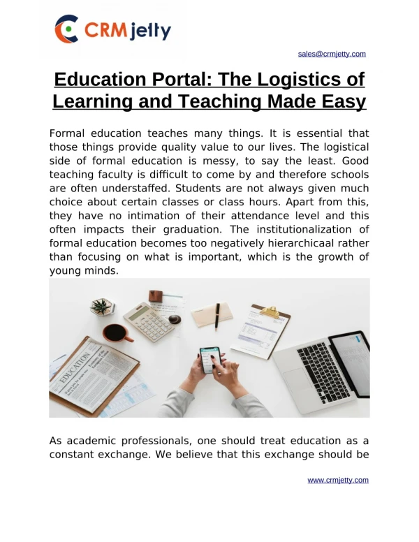 Education Portal: The Logistics of Learning and Teaching Made Easy