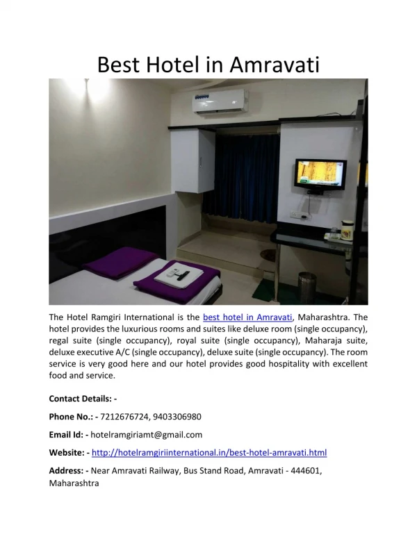 Best Hotel in Amravati