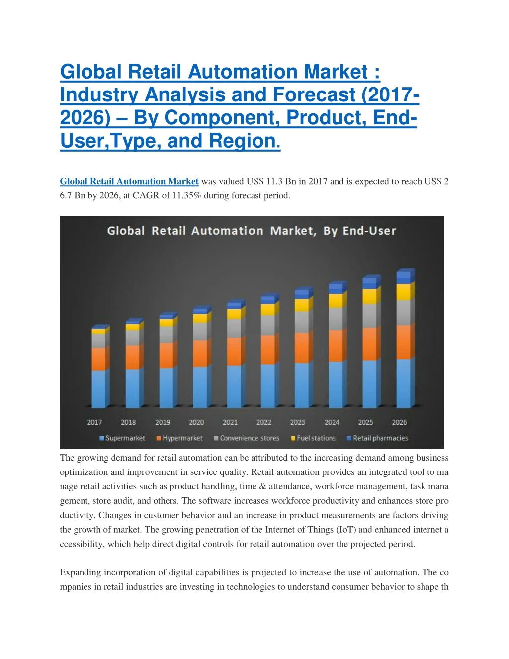global retail automation market industry analysis