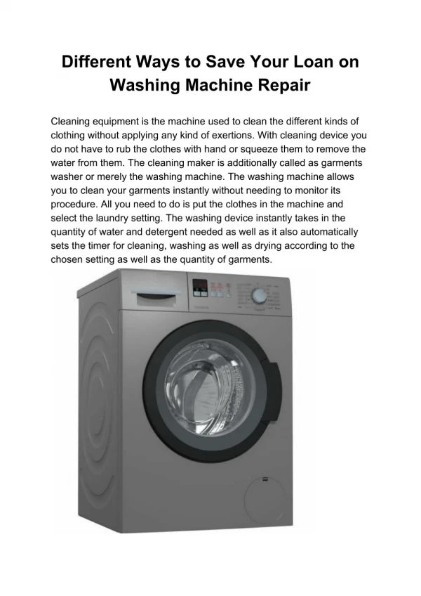 Different ways to save your loan on your washing machine