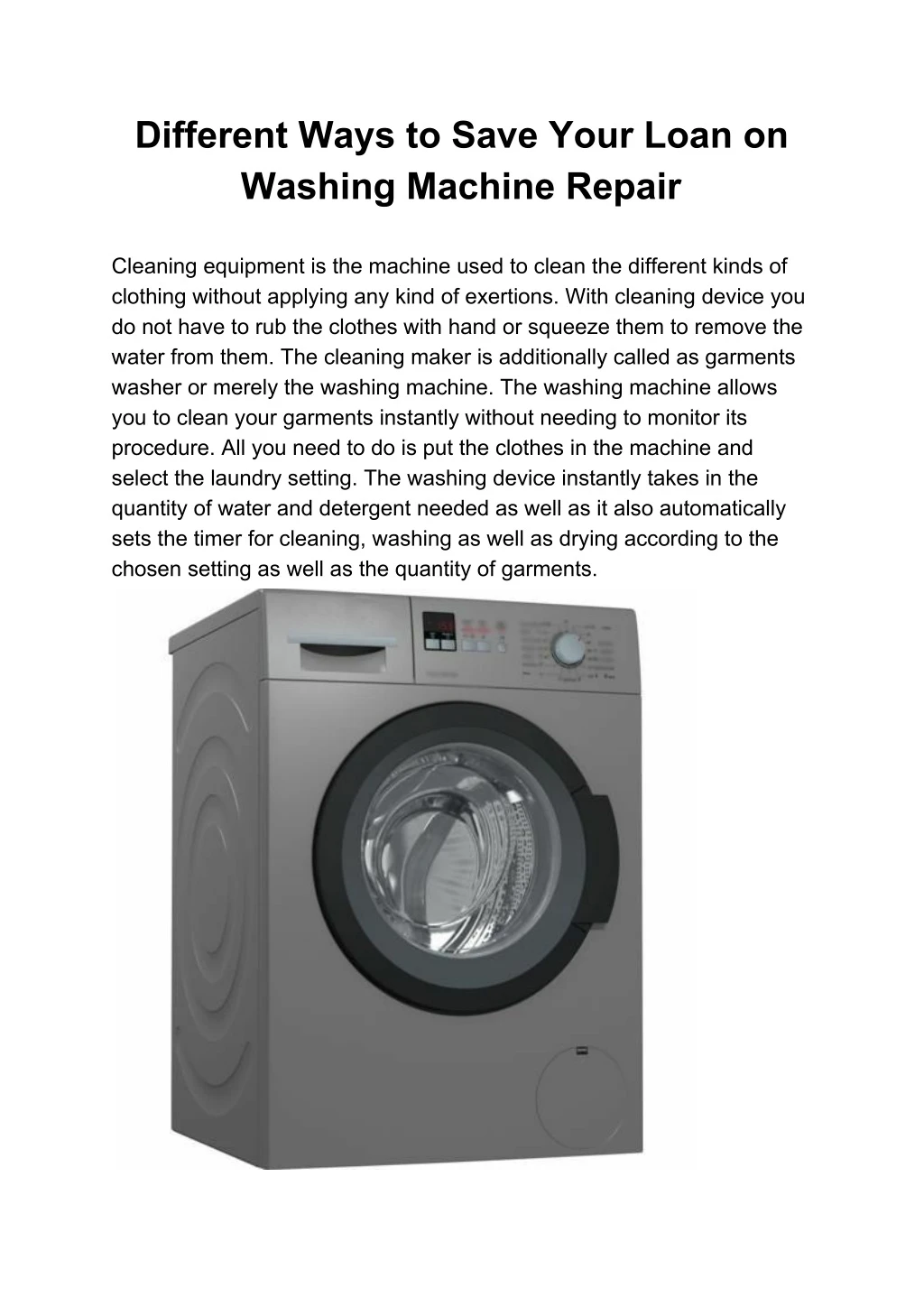 different ways to save your loan on washing
