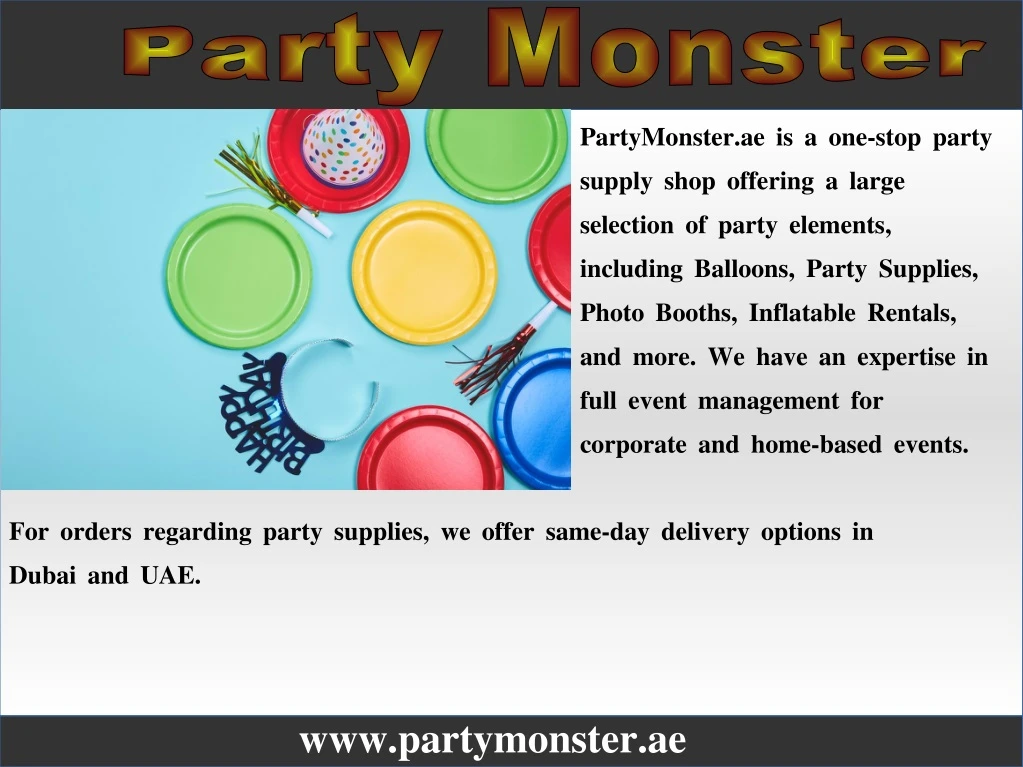 partymonster ae is a one stop party supply shop