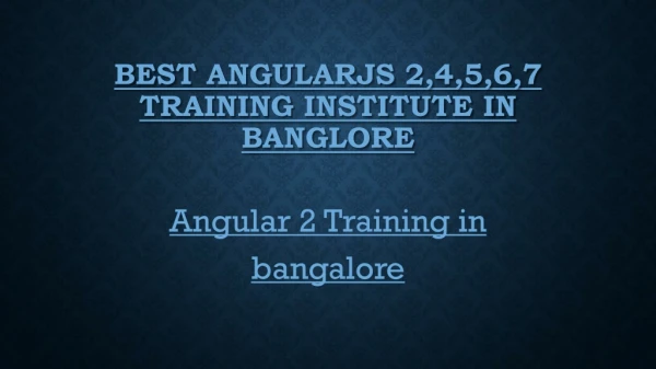 Angular 2 Training in bangalore