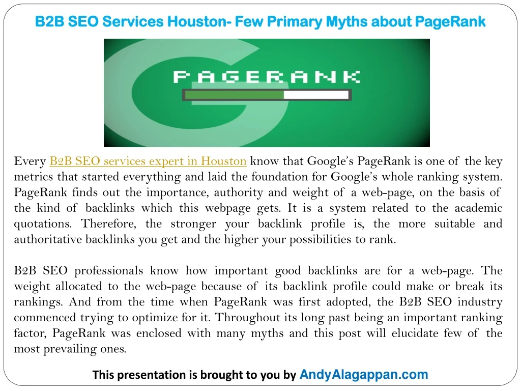 b2b seo services houston few primary myths about pagerank