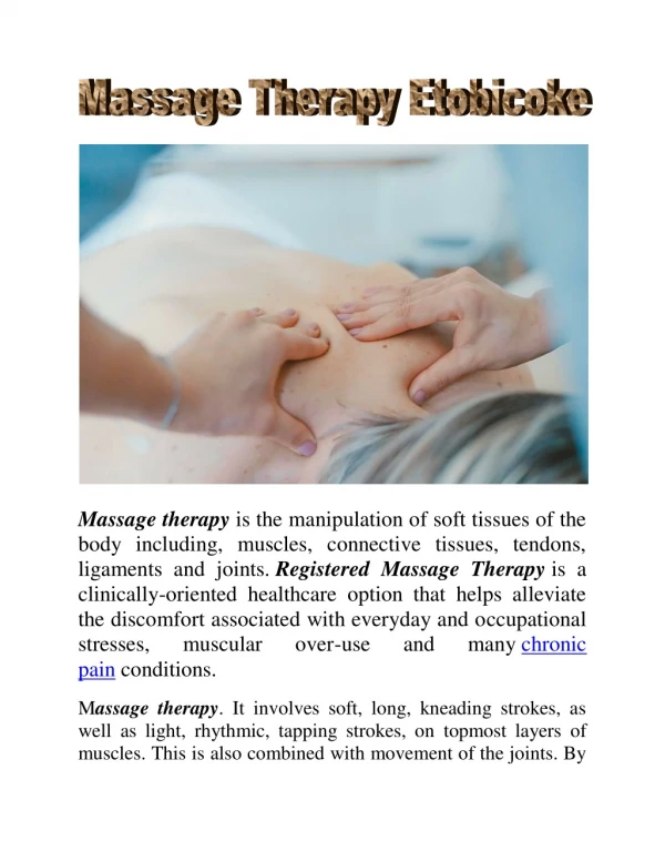 Massage Therapy Treatments Etobicoke