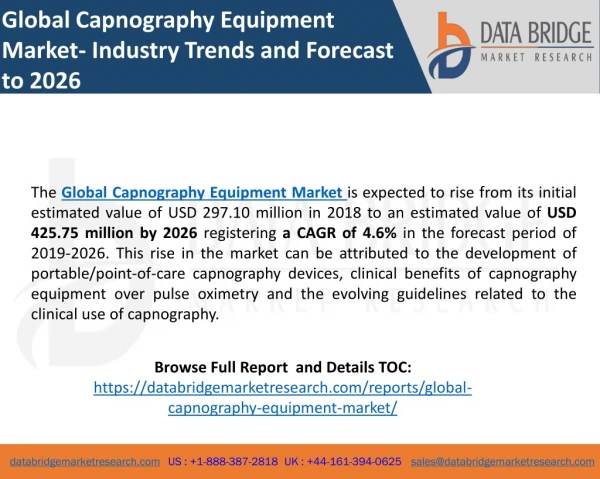 Global Capnography Equipment Market- Industry Trends and Forecast to 2026