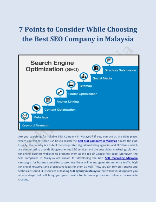 7 Points to Consider While Choosing the Best SEO Company in Malaysia