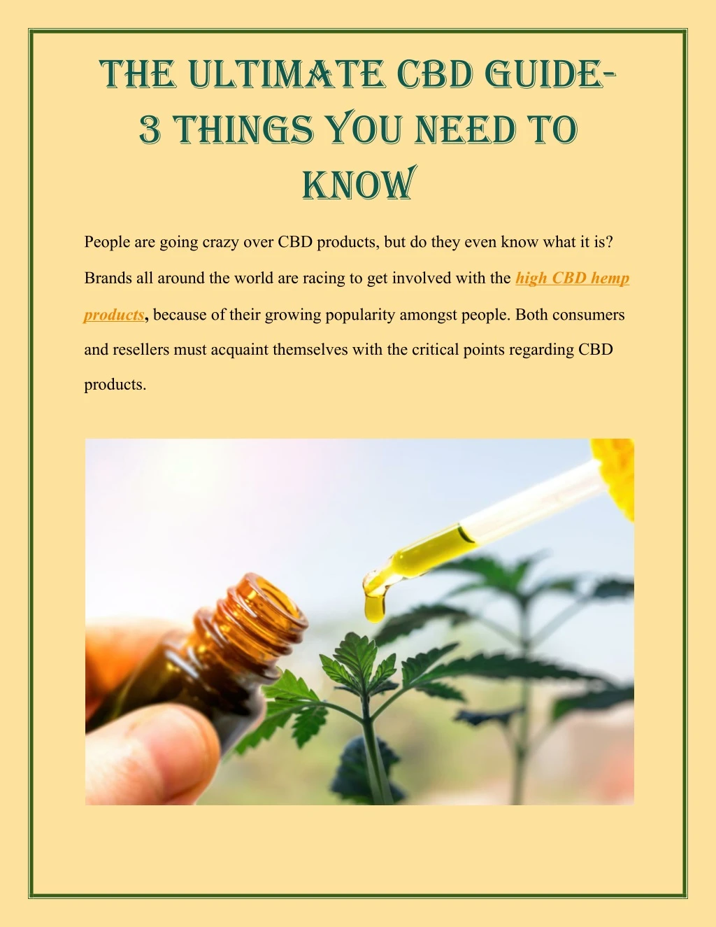 the ultimate cbd guide 3 things you need to know