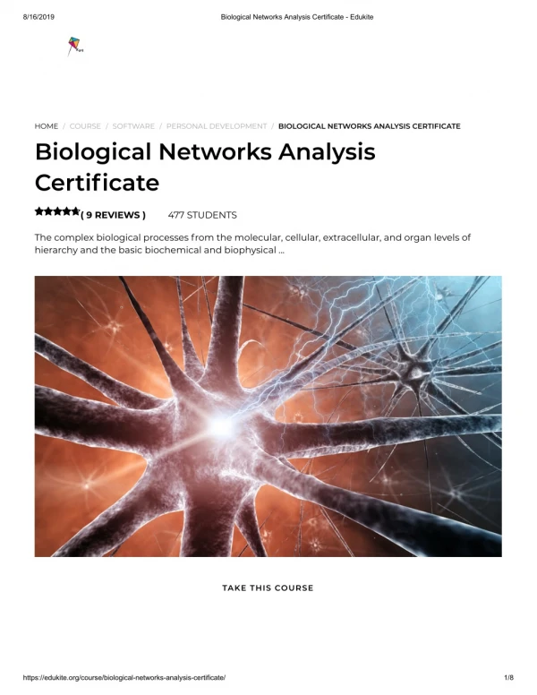 Biological Networks Analysis Certificate - Edukite