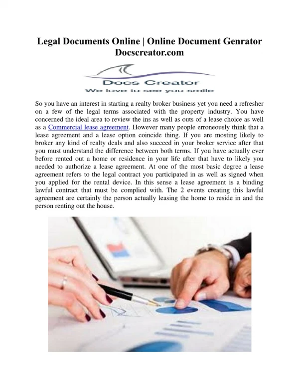 Legal Documents Online | Online Document Genrator | Docscreator.com