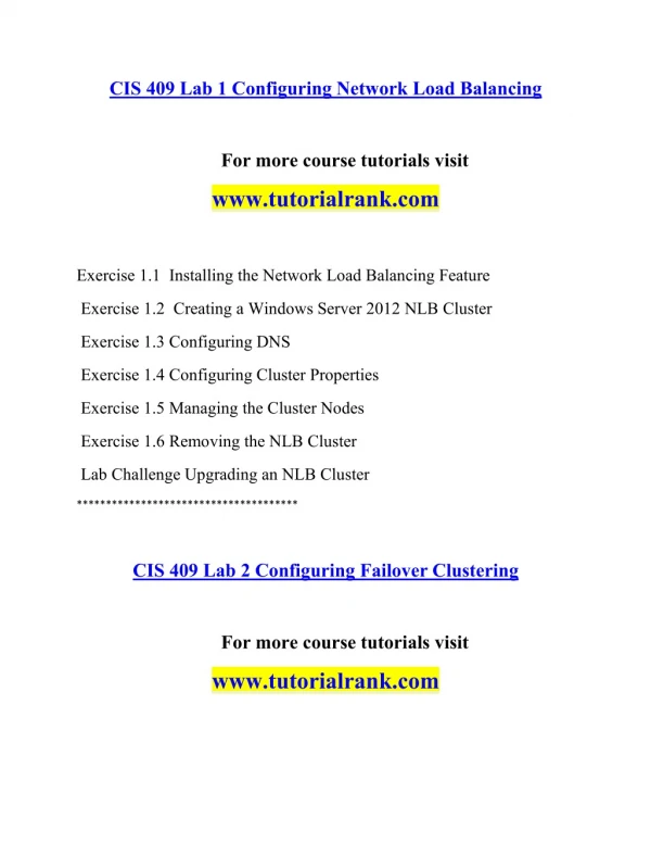 CIS 409 Effective Communication - tutorialrank.com
