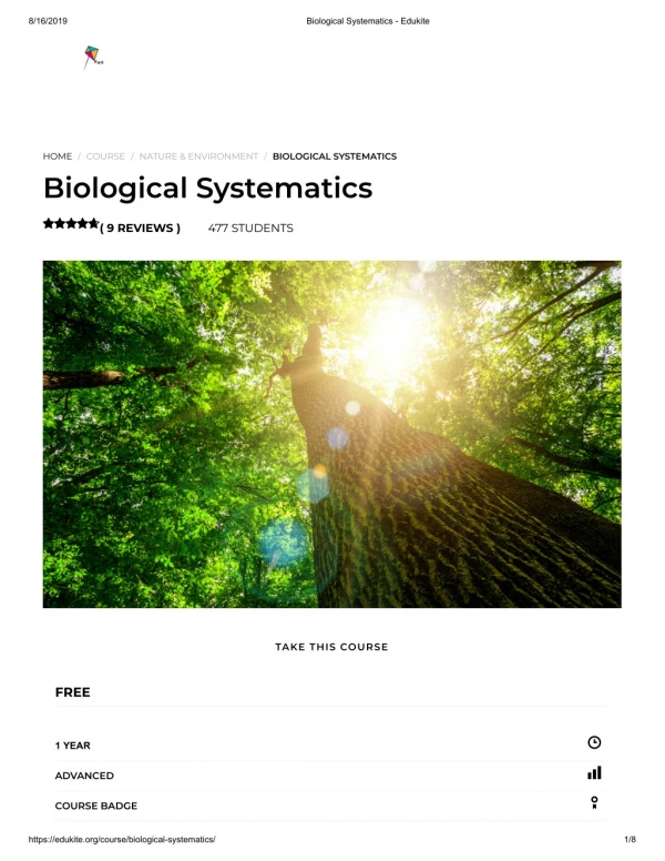 Biological Systematics - Edukite