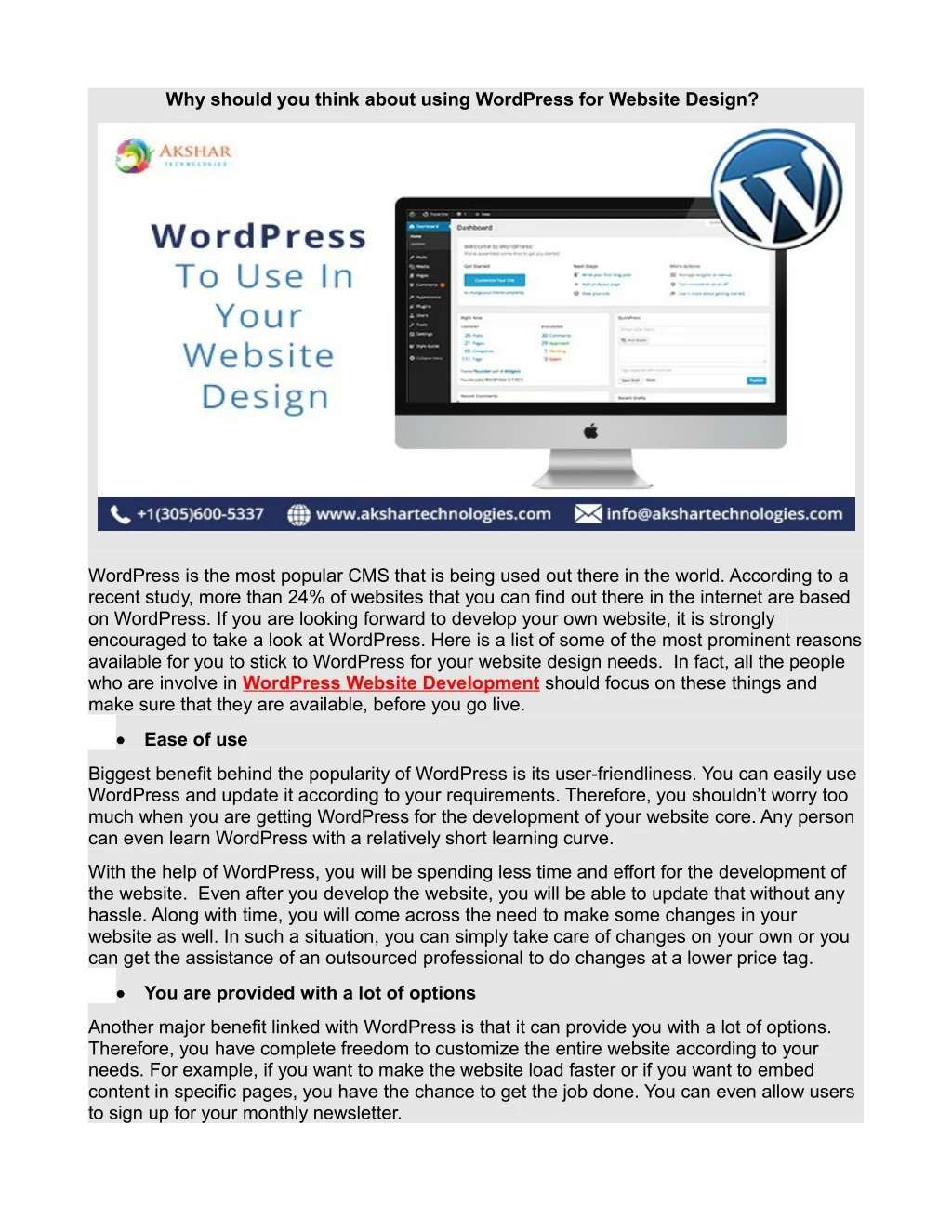why should you think about using wordpress