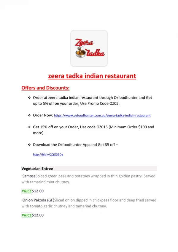 15% Off - zeera tadka indian restaurant-Lindfield - Order Food Online