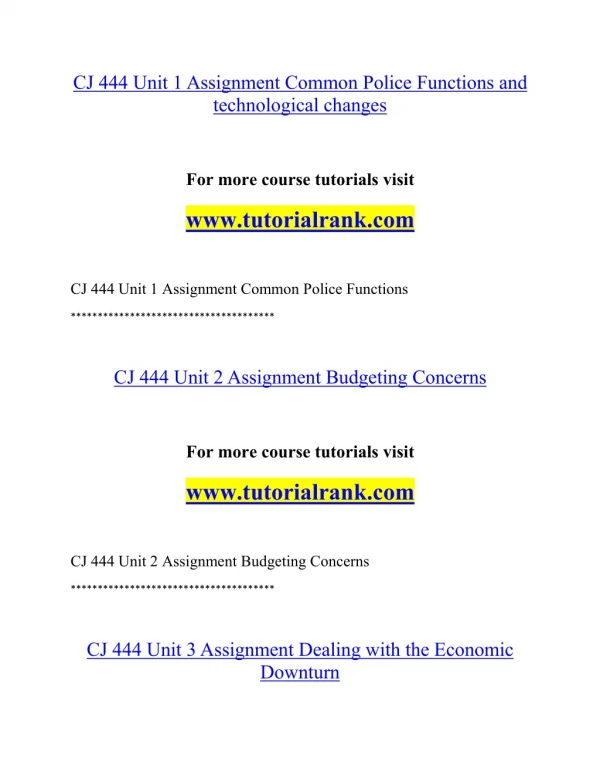 CJ 444 Effective Communication - tutorialrank.com