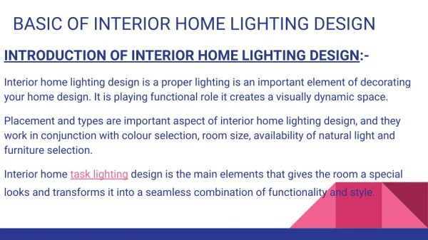 Interior Home Lighting Designe