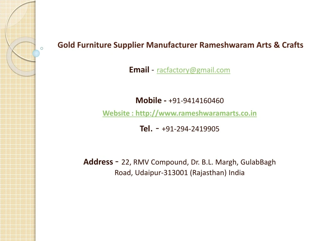 gold furniture supplier manufacturer rameshwaram arts crafts