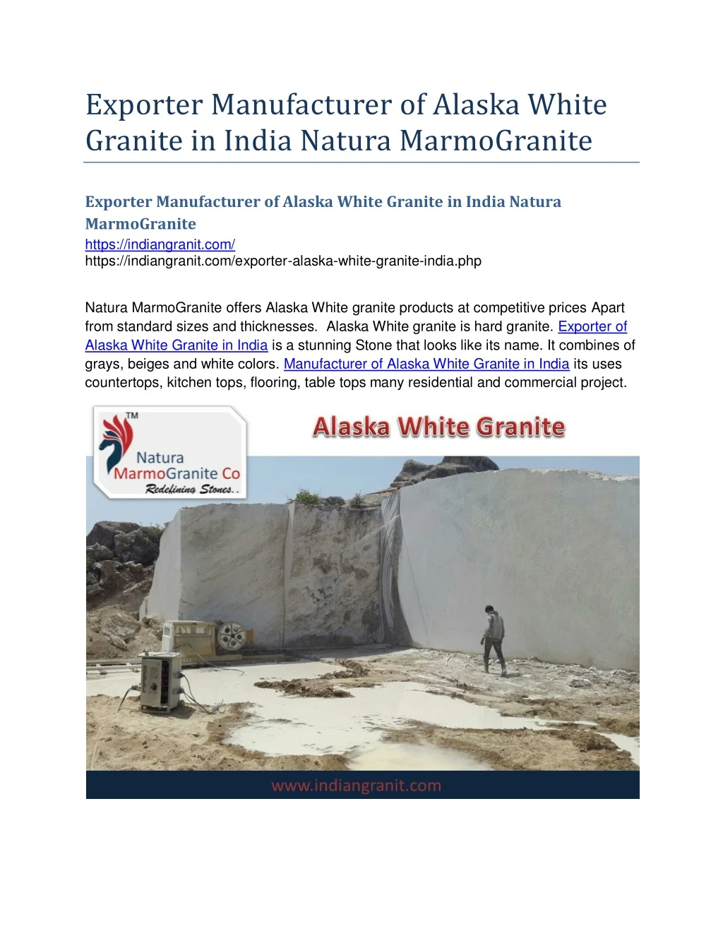 exporter manufacturer of alaska white granite