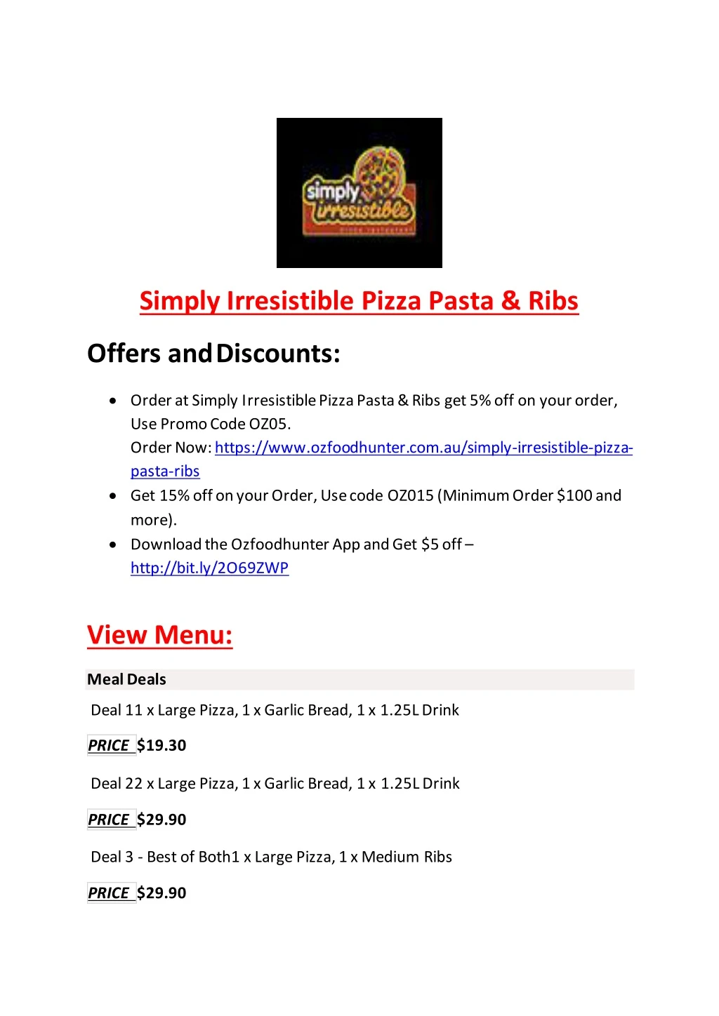 simply irresistible pizza pasta ribs