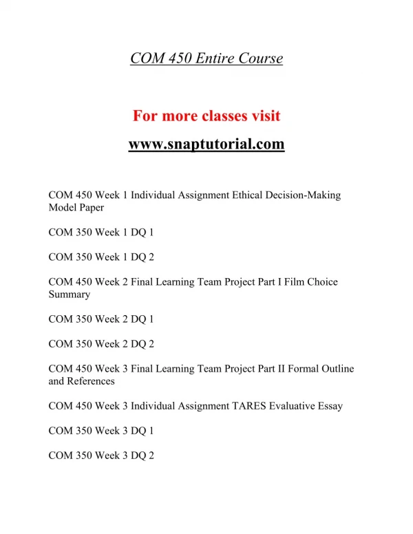com 450 entire course